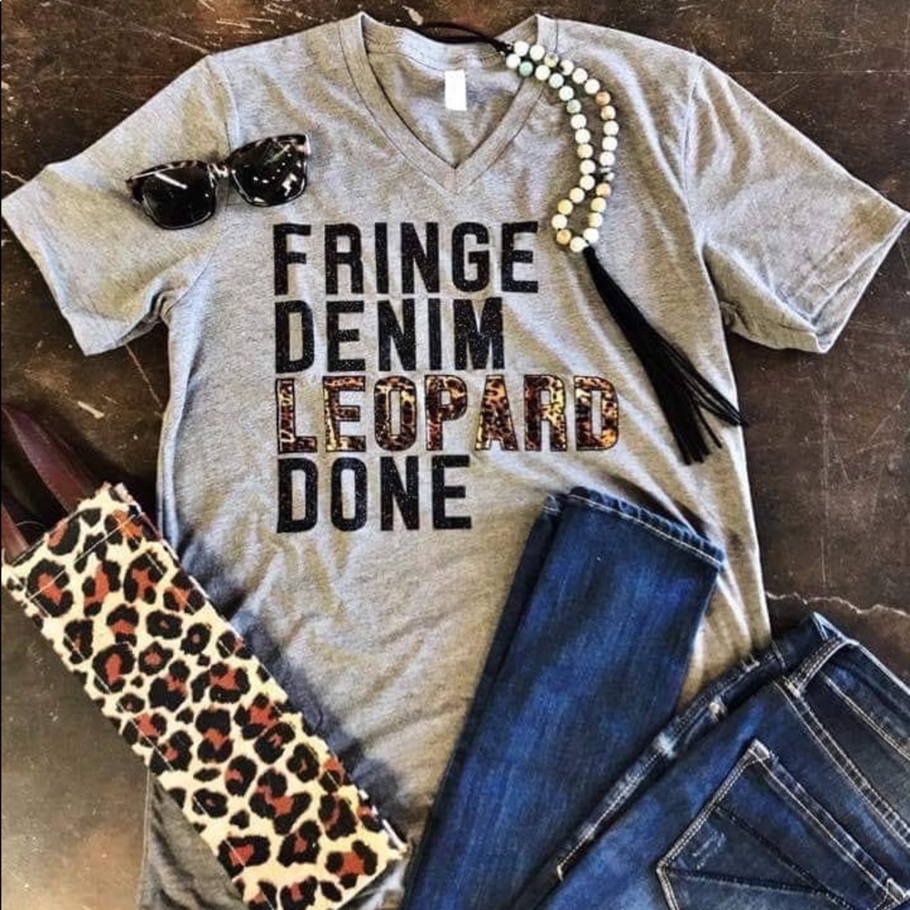 Texas True Threads V-Neck Leopard Done Graphic Tee